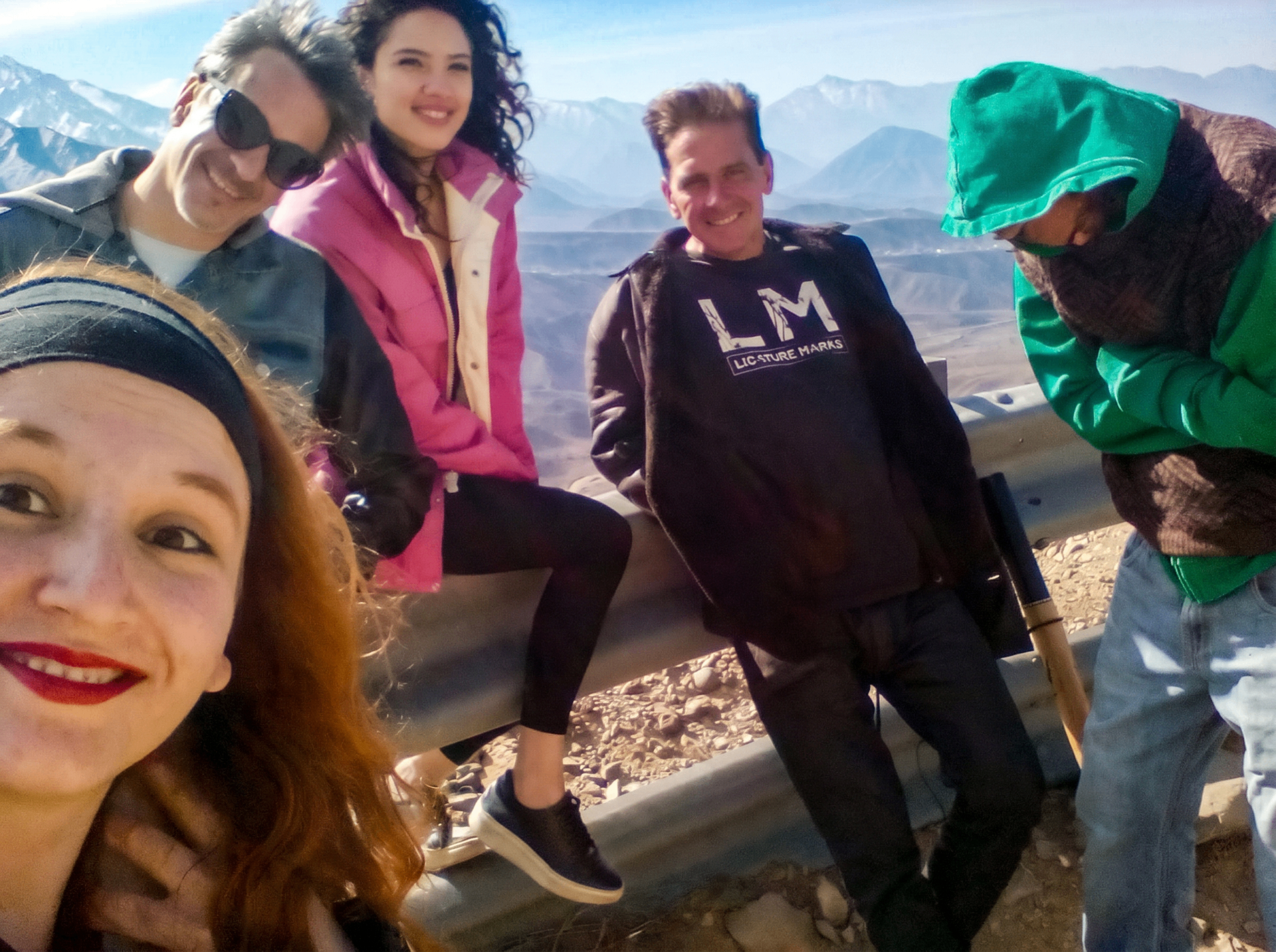 Group of friends in the Andes mountains, Argentina