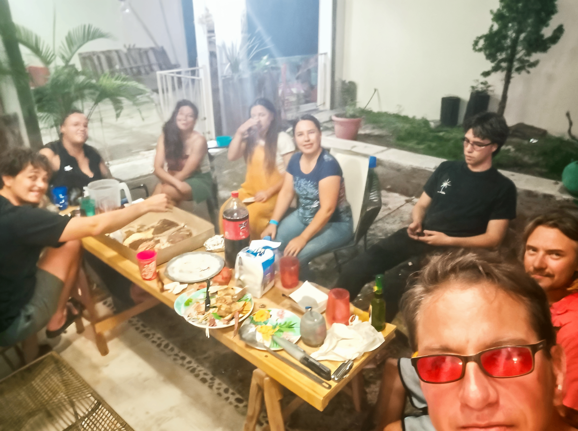 Backyard BBQ dinner with friends in Cozumel, Mexico